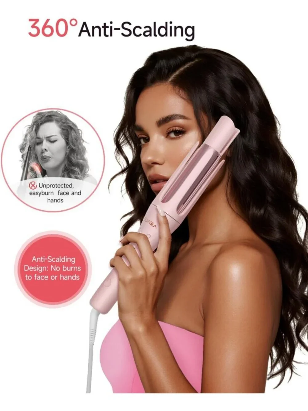 Automatic Curling Iron with Long Barrel - Pro Hair Curler for Effortless Waves